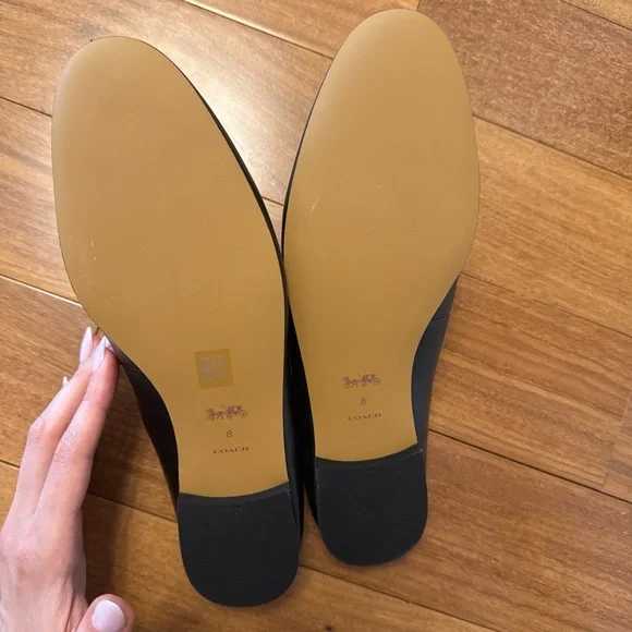 Black Leather Loafers with Gold Accent - Picture 2 of 3